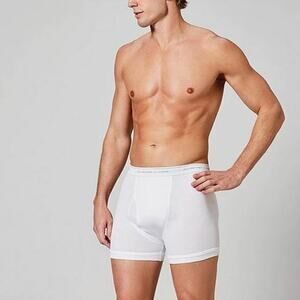Roundtree & Yorke 2pc Mens Underwear Extended Leg Knit Boxer Briefs White 42 NWT